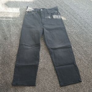Levis Ribage High Rise Straight Ankle Jean Black Button Fly 29